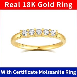 ゴールド証明書付き、【18K Gold Ring】、モアッサナイト、米国サイズ5（日本の9号に相当）、最初の入札者様は開始価格で購入可能　aa