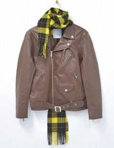 PHENOMENON フェノメノン CUT OFF RIDERS JACKET カットオフライダースジャケット M LEATHER レザー DOUBLE ダブル MUFFLER MIX