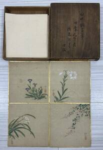 【模写】掛軸 【田中訥言】（四季花草） 箱あり 絹本 中国画 日本/書/花鳥図/山水図/人物図