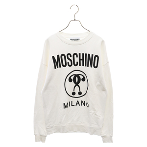 MOSCHINO モスキーノ 20SS DOUBLE QUESTION MARK SWEATSHIRT フロントロゴ クルーネックスウェットトレーナー ホワイト 202ZPA17047027