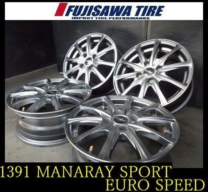 【1391】T6008064◆MANARAY SPORT Euro SPEEDｘ10◆14x5.5J 4穴 PCD100 +38◆4本◆フィット　アクア　ノート など