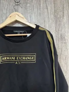 Armani Exchange アルマーニ トレーナー ブラック ゴールド L