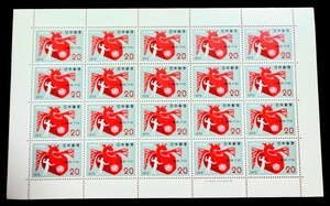 【未使用品】心臓病予防「心臓とWHOマーク」　1972年発行　記念切手シート　コレクション　20円×20枚