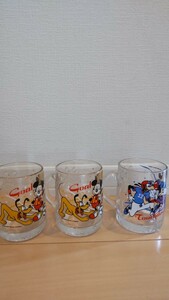 ディズニー コカ・コーラ ガラスコップ 当時物 食器 外箱なし３つセット 未使用品 レア コレクション アンティーク 昭和 レトロ