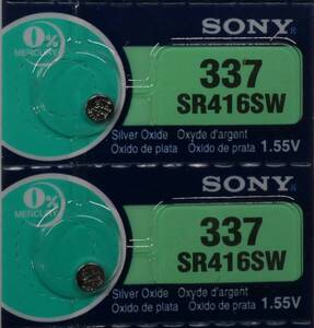 ★【即決送料無料】2個345円　ソニー　SONY　SR416SW（337） 1.55V 酸化銀電池★使用推奨期限：2032年10月★