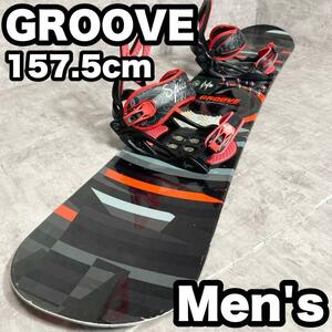 スノーボード　GROOVE グルーヴ　メンズ　2点セット　157.5cm 良品　簡単　初心者　かっこいい　ブーツ　ビンディング　バインディング