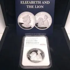 2021 エリザベス女王ウナとライオン2oz £5 銀貨 NGC PF70UC①