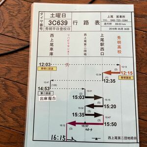 バス部品☆東武バス行路表 上尾営業所 1枚スタフ 行路