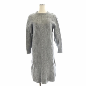 セオリー theory ROYAL WOOL CABLE DRESS ケーブルニットワンピース ひざ丈 長袖 ウール S グレー /MF ■OS レディース