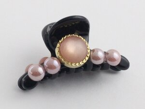 【ゆうパケット送料250円】ヘアクリップ/ミニバンスクリップ 小さめ ドロップ ビーズ k143☆ピンク 前髪どめ