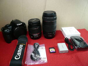 CANON EOS Kiss X2 (約1220万画素)＋レンズ2本(55mmIS+300mm)の中古品 (1012ショット) 全て揃って届いたらすぐに使えます