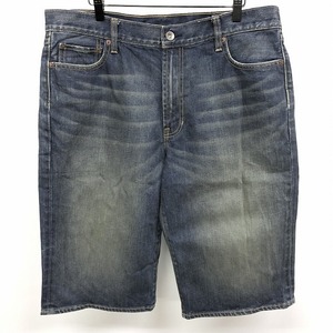 ギャップ GAP デニムショーツ ショートパンツ ハーフパンツ テーパード USED加工 ジップフライ 綿100% コットン L ブルー 青 メンズ 男性