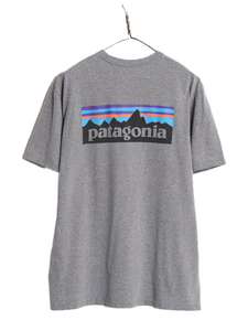 19年製 パタゴニア 両面 プリント 半袖 Tシャツ メンズ L / 古着 Patagonia アウトドア P-6 バックプリント ボックスロゴ クルーネック 灰