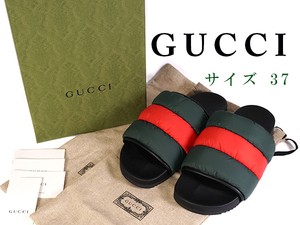 【未使用品】グッチ GUCCI パディド ウェブ スライドサンダル サイズ39 700320 送料無料 15679007