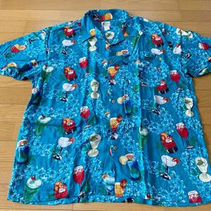 Cherokee Waikiki Wear　アロハシャツ　レーヨン　カクテル　総柄　ココナッツボタン　半袖　2XL　夏　おしゃれ　爽やか　大きいサイズ