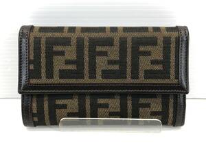 ■ 美品 FENDI フェンディ ズッカ柄 三つ折り 財布 ウォレット メンズ レディース ■