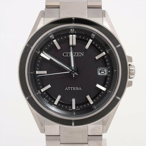 ■ 1円 ～ 正規 現行 美品 参定13.7万■ CITIZEN シチズン ■ アテッサ CB3030-76E ■箱保 H128 ソーラー 電波時計 チタン ブラック 黒