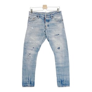 DSQUARED2 ディースクエアード S71LB0627 LIGHT PIRANHA WASH SEXY TWIST リペア加工デニムパンツ ブルー系 44 [240101317516] メンズ