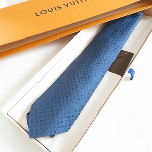 #apzt ルイヴィトン LOUISVUITTON ネクタイ モノグラム柄 シルク 青 箱付き タグ付き 美品 メンズ [894460]