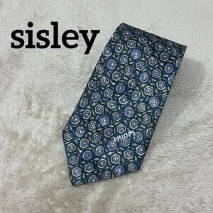 sisley シスレー　ブランドネクタイ　イタリア製　高級　シルク　ブルー系