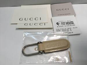 t1093 正規良品 GUCCI グッチ レザー キーホルダー キーリング バッグチャーム メンズ レディース アイボリー [パケ無料]