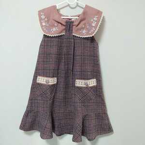【美品】souris(スーリー)イニシャル刺繍 ジャンパースカート　130 カタログ掲載品