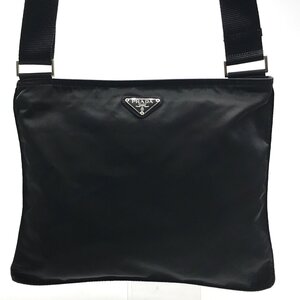 1円 美品 PRADA プラダ 三角ロゴ プレート ナイロン テスート ショルダー バッグ ブラック レディース a6248