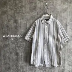 WEATHERCOCK メンズ シャツ 半袖 ストライプ 麻混 涼しい 夏 M