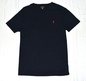 ★POLO★RALPH LAUREN★ラルフローレン（株）お洒落なネイビーVネックの半袖Tシャツ　165