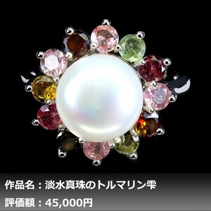 【1円新品】10.00ミリ 3.50ct 淡水真珠&トルマリン K14WG仕上リング 14号｜作家モノ｜本物保証｜日宝協鑑別対応