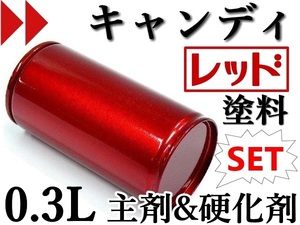 ★彡【キャンディ レッド／0.3L＆硬化剤セット】★彡 カスタム系・キャンデー 塗料 彡 メタリックでは出せない透明感と奥行きのある色調 