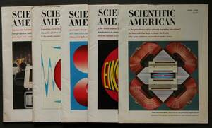 【英文科学誌】SCIENTIFIC AMERICAN　1988年4冊・1989年1冊　計5冊　物理・化学・天文・生物学・医学・考古学・遺伝子工学・電子工学・他