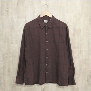 Steven Alan スティーブンアラン C/S WINDOWPANE BOX REGULAR COLLAR SHIRT-BOLD ウインドウペン ボックスレギュラーカラーシャツ L 茶系