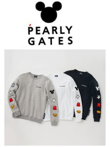 ‡新品国内正規サイズ4　パーリーゲイツ PEARLY GATES 　MICKEY MOUSE SERIES　ミッキーマウス裏起毛スウェット　カラーグレー