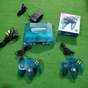 任天堂 NINTENDO 64 ロクヨン 本体 コントローラ 5個 動作確認済み クリアブルー 希少カラー レア ニンテンドー64 コントローラー