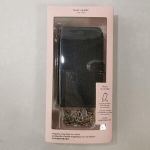 kate spade iPhone12/12pro用 スマホケース ラメ黒