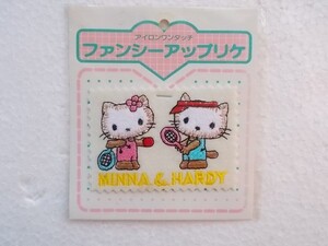 80s ファンシー アップリケ 昭和 レトロ 猫 ネコ ワッペン/テニス スポーツ ねこ パッチ キティ? かわいい キャラクター279