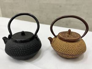 ＃321 南部鉄器　急須　鉄瓶　鉄器　茶道具　2点セット　黒　茶　和　工芸品　茶器　食器　インテリア　ミニサイズ