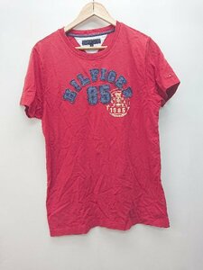 ◇ TOMMY HILFIGER トミーヒルフィガー ロゴ 半袖 Tシャツ カットソー サイズM レッド系 メンズ P