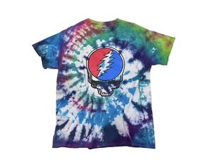 サイズ L【GILDAN/ギルダン】Grateful Dead/グレイトフルデッド スカル プリント タイダイ柄 Tシャツ 総柄 バンドT BAND TEE 古着