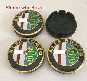 ■ アルファロメオ ホイールキャップ 56mm 4個セット ■ ゴールドロゴ 3D エンブレム