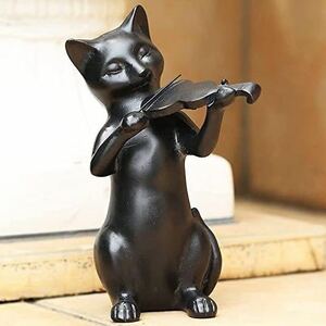 置物 猫 ネコ 黒猫 可愛い お洒落 プレゼント 動物 ペット 人気 バイオリン 大きい 小さい 卓上 玄関 庭 ガーデン インテリア 雑貨 office