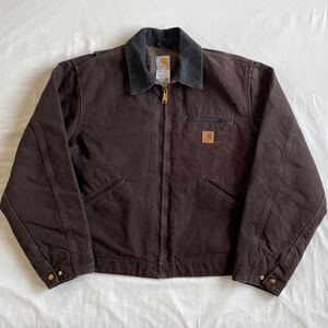 極上! 00s Carhartt デトロイトジャケット L ダークブラウン DKB ヴィンテージ ダック ワーク カーハート 90s