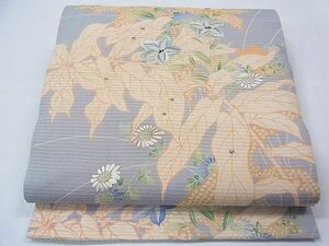 平和屋1■夏物　アンティーク　大正ロマン　丸帯　刺繍　絽縮緬　草花文　逸品　CAAD9915th