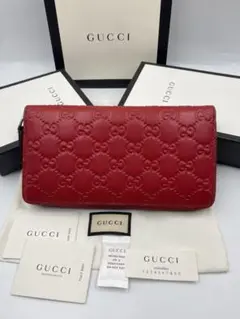 ✨極美品✨ GUCCI グッチ シマレザー 革 ラウンド ファスナー長財布