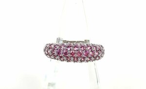 美品　スワロフスキー　SWAROVSKI　パヴェ　ラインストーン　リング　指輪　サイズ刻印:52/実寸:10号　ピンク×シルバーカラー　YAS-11229