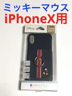 11766 iPhoneX用 ケース カバー ミッキーマウス  ネイビー