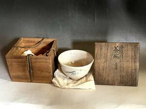 茶碗■幕末の陶工「加藤春袋作」富士山 瀬戸焼 白釉 抹茶碗 お茶道具 古美術 時代物 骨董品■