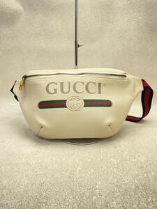 GUCCI◆ウエストバッグ_GUCCIプリント/レザー/WHT