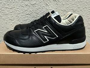 美品 廃番 オールレザー New Balance M576CKK BLACK UK製 US9.5 中古 イギリス英国製 NB スニーカー ブラック×ベージュ Made In England